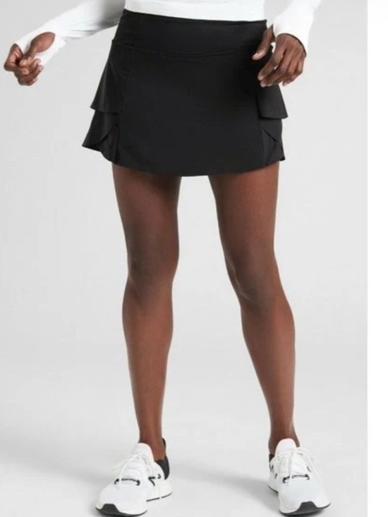 Athleta Pants - Athleta Momentum Skort Black Ruffle Tennis Running Golf Skirt XS EUC